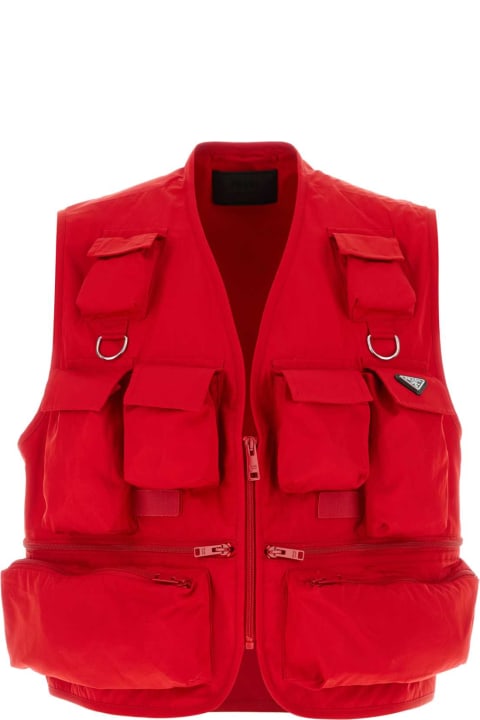 Clothing Sale for Men Prada Red Poplin Vest
