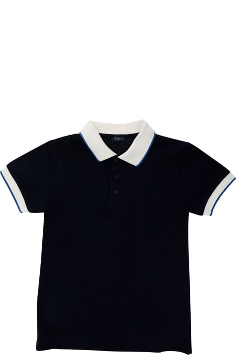 Il Gufo T-Shirts & Polo Shirts for Boys Il Gufo Black Polo Shirt With Contrasting Collar In Cotton Boy