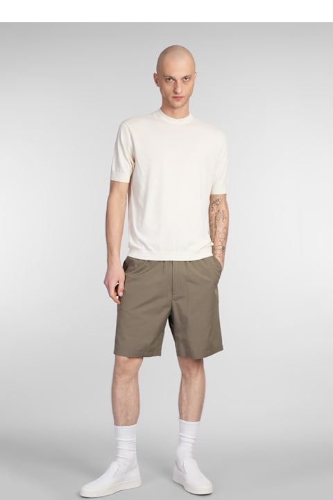 Low Brand Pants for Men Low Brand Georgette Shorts In Green Wool
