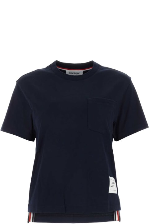 Fashion for Women Thom Browne Midnight Blue Cotton T-shirt