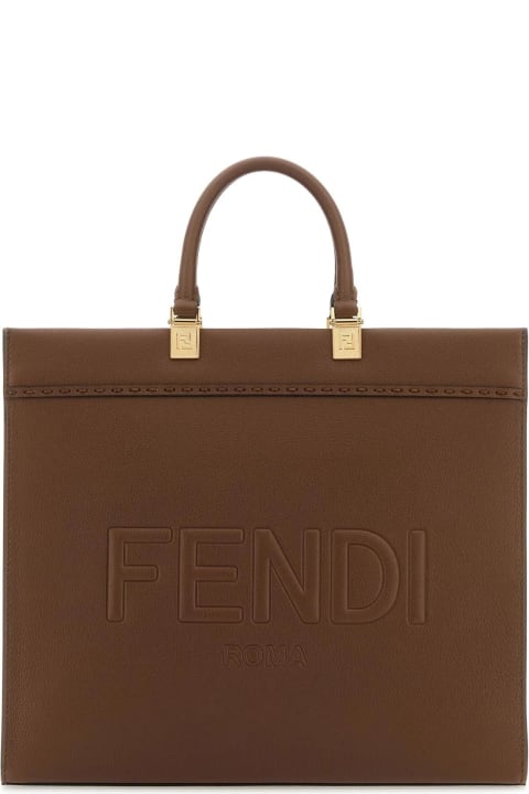 Fendi Totes for Women Fendi Brown Leather Medium Sunshine Shopping Bag