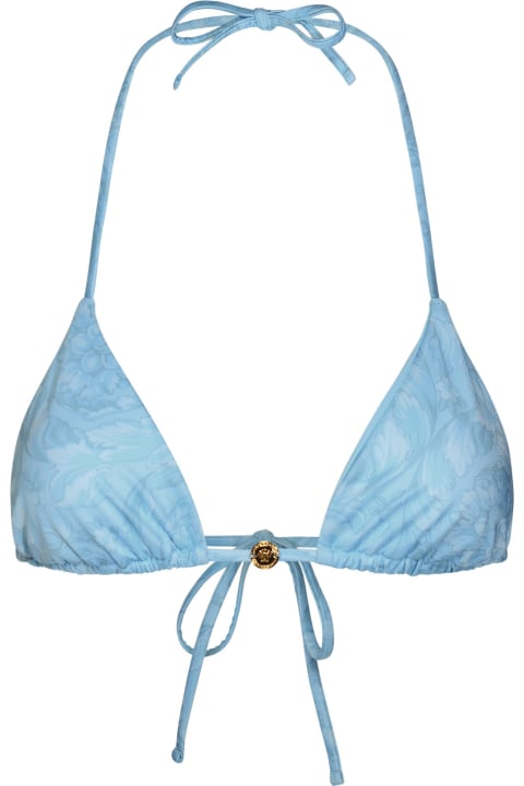 'barocco' Light Blue Polyester Blend Bikini Top