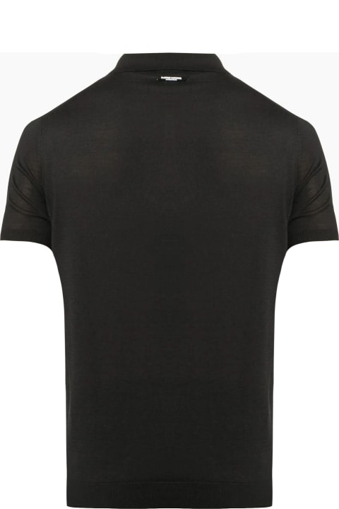 Black Cotton-silk Blend Polo Shirt