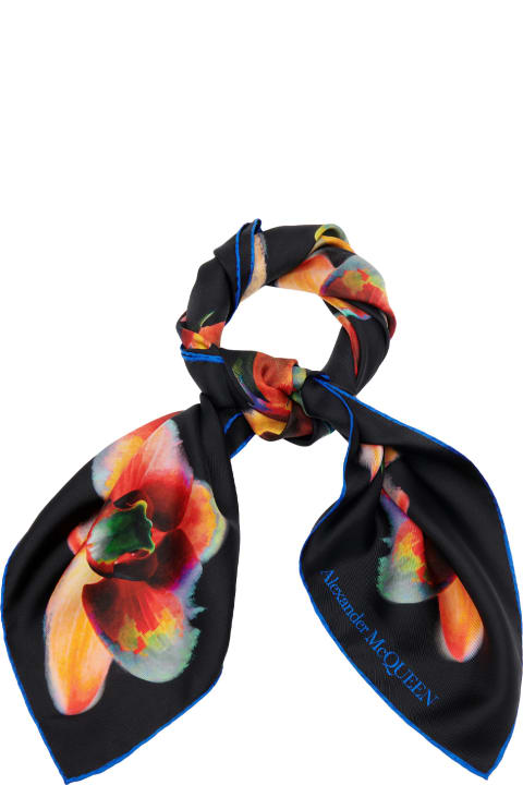 Scarves & Wraps for Women Alexander McQueen Black And Red Orchid Scarf