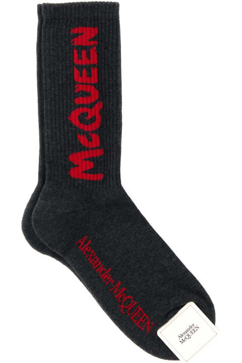 Alexander McQueen Underwear for Men Alexander McQueen Graphite Stretch Cotton Blend Socks