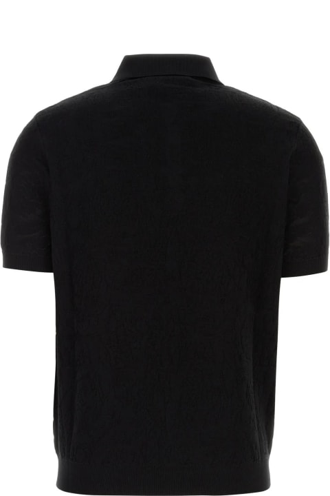 Versace قمصان لـ القسم الرجالي Versace Black Silk Blend Polo Shirt