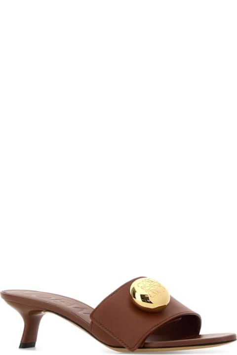 Loewe Caramel Leather Pebble Mules