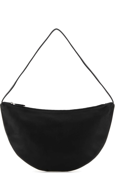 The Row for Kids The Row Black Leather Small Izzy Shoulder Bag