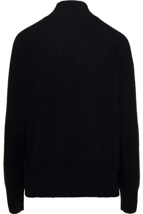Allude Clothing for Women Allude Black Mockneck Sweater With Ribbed Trim In Cashmere Woman