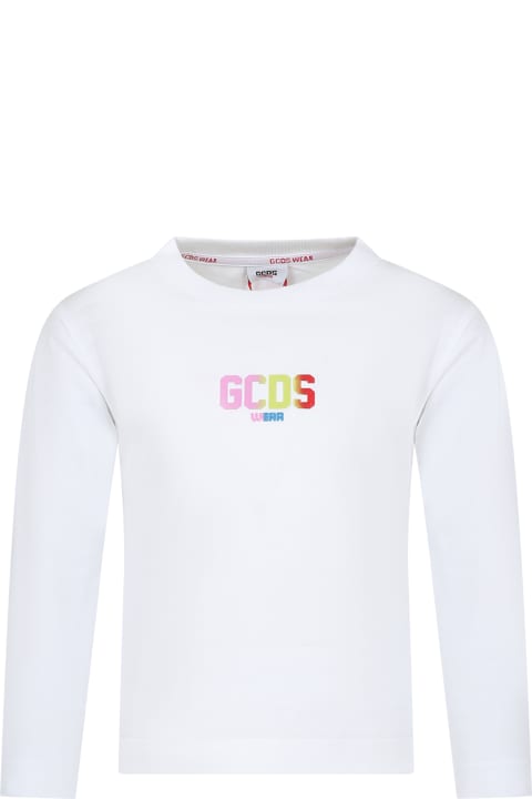 GCDS Mini T-Shirts & Polo Shirts for Boys GCDS Mini White T-shirt For Boy With Logo