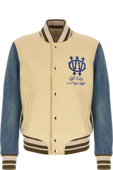 أدوات منزلية Off-White 'gothic Wool Denim Varsity' Bomber Jacket