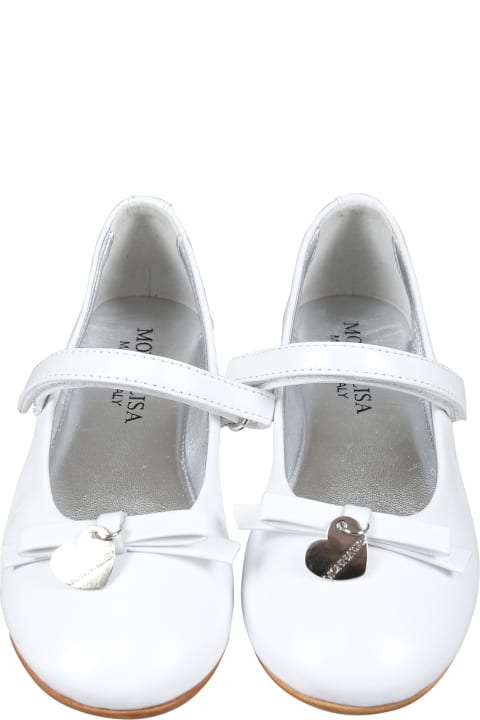Shoes for Girls Monnalisa White Ballet Flat For Girl With Bow