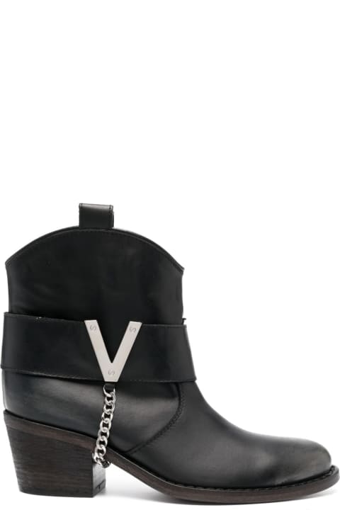 Via Roma 15 Boots for Women Via Roma 15 Texan Ankle Boots In Black Leather Woman