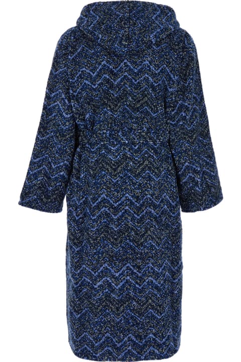 Missoni Underwear & Nightwear for Women Missoni 'azul' Blue Bathrobe With Zig Zag Motif In Cotton