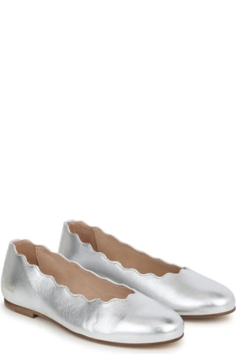 Chloé Shoes for Baby Girls Chloé Silver Metallic Lauren Ballerinas