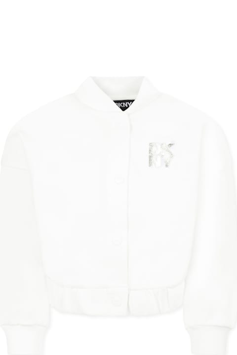 DKNY Coats & Jackets for Girls DKNY White Bomber Jacket For Girl With Logo