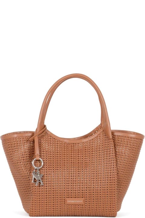 Emporio Armani Totes for Women Emporio Armani Logo Charm Interwoven Large Shopper Bag