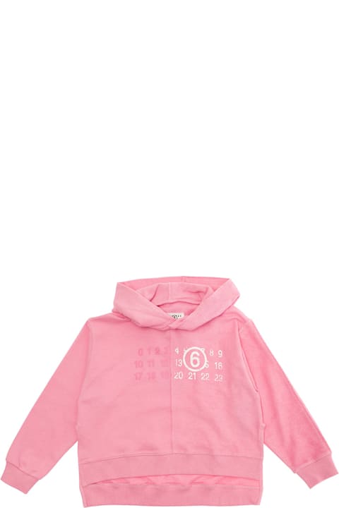 MM6 Maison Margiela Sweaters & Sweatshirts for Girls MM6 Maison Margiela Pink Hooded Sweatshirt With Logo Print On The Front In Cotton Girl