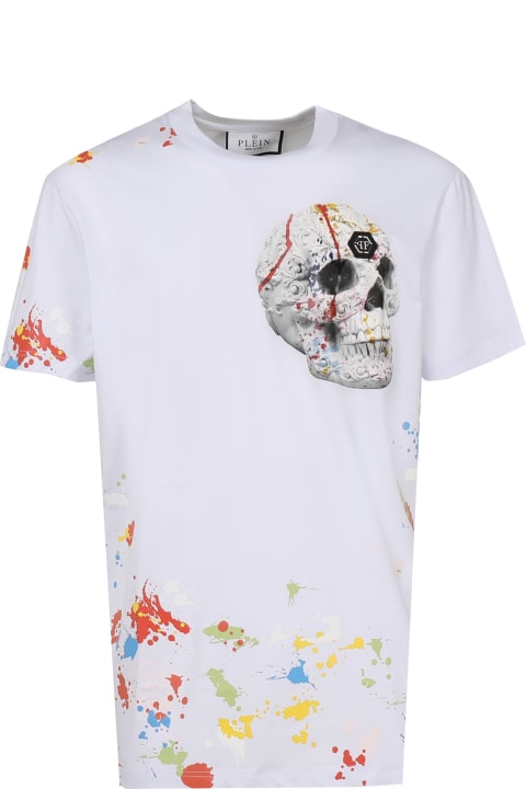 ウィメンズ新着アイテム Philipp Plein Splatter Skull T-shirt
