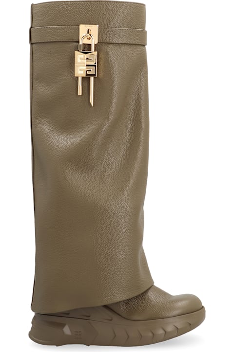 Shoes for Women Givenchy Shark Lock Biker Leather Ankle Boots