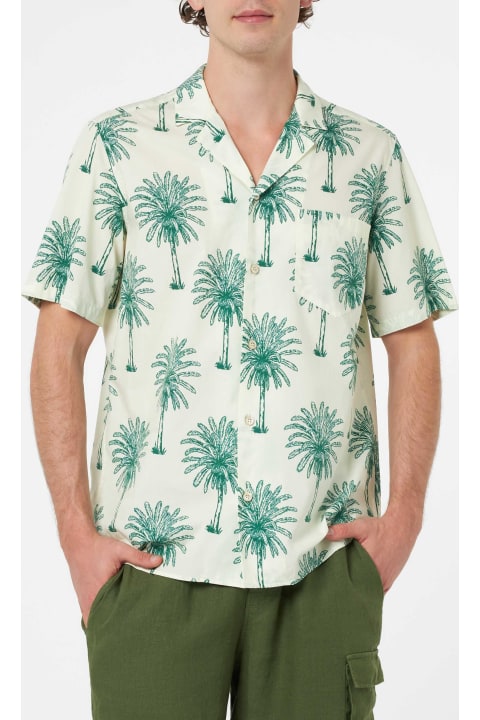 Homeware MC2 Saint Barth Man Cotton Shirt Kalea With Palm Print