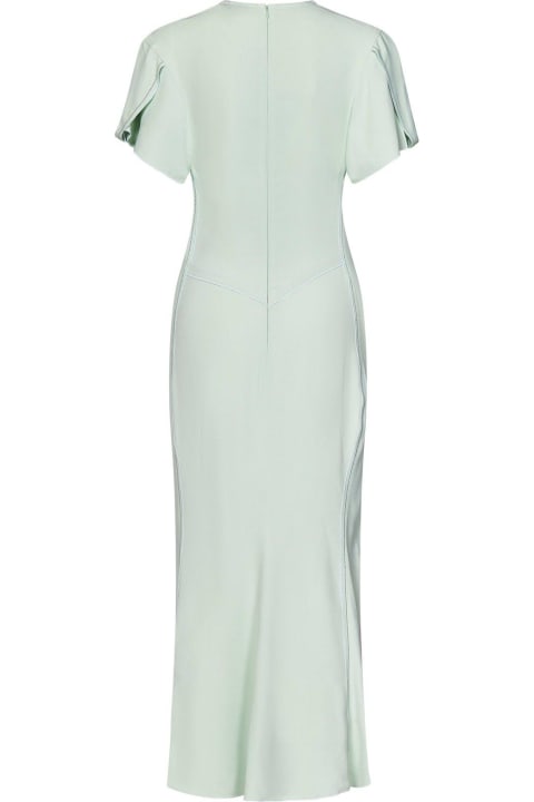 Victoria Beckham Dresses for Women Victoria Beckham V-neck Ruched-detailed Midi Dress