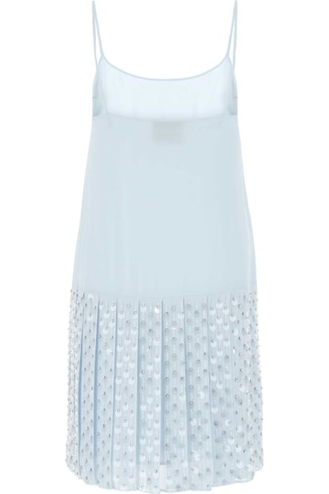 Miu Miu Clothing for Women Miu Miu Pastel Light-blue Crepe Mini Dress