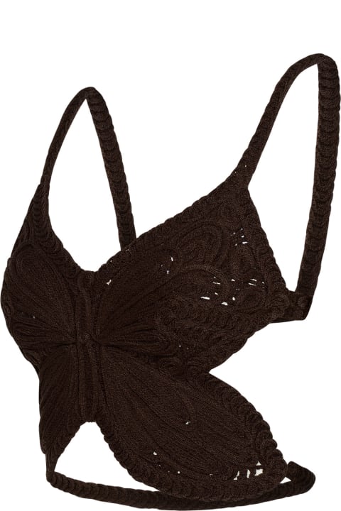 Underwear & Nightwear for Women Blumarine 'farfalla' Brown Cotton Blend Top