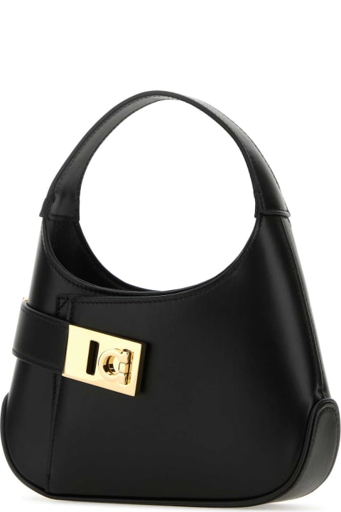 Ferragamo for Women Ferragamo Black Leather Hobo Mini Handbag