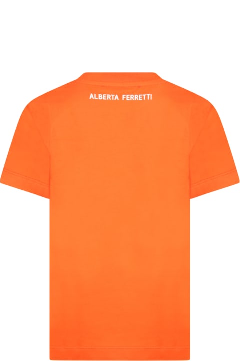 Orange T-shirt For Girl With Multicolor Writing