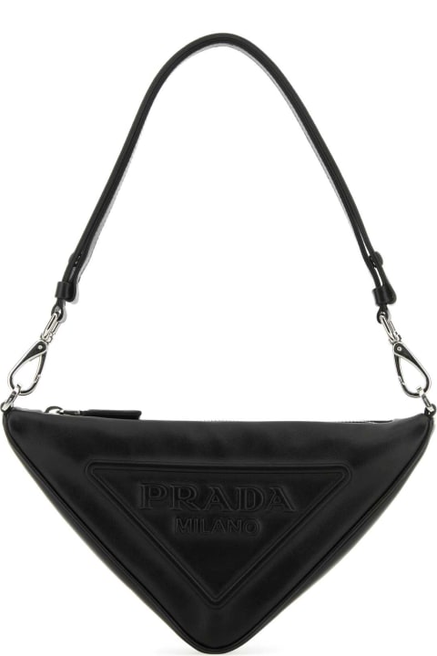 Prada Sale for Women Prada Black Leather Prada Triangle Shoulder Bag