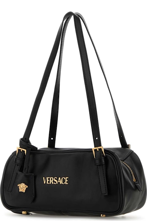 Fashion for Women Versace Black Leather Versace Tag Shoulder Bag