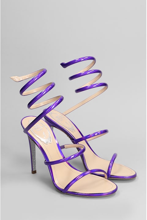 Sandals for Women René Caovilla Cleo Metallic Sandals In Viola Leather