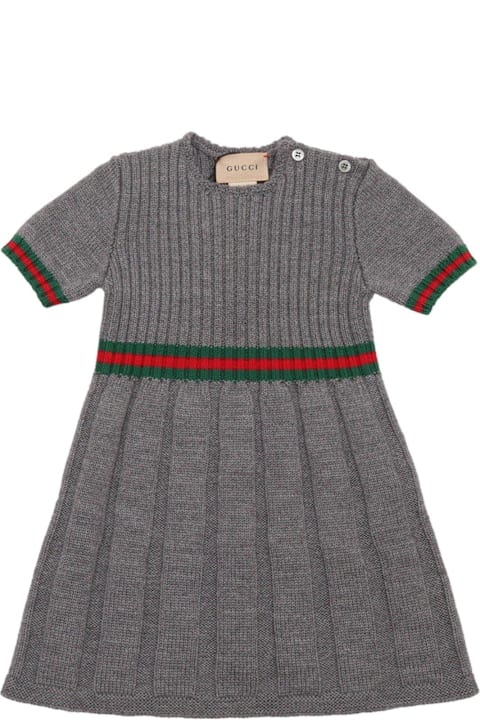 Dresses for Baby Girls Gucci Web Detailed Ribbed Knit Dress