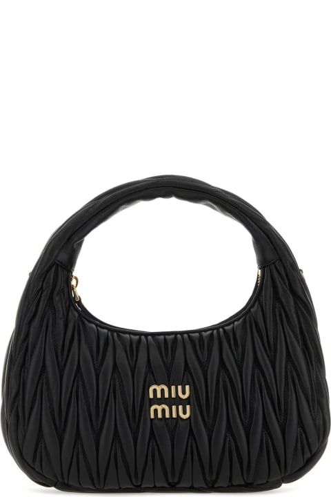Miu Miu Totes for Women Miu Miu Black Nappa Leather Miu Wander Handbag
