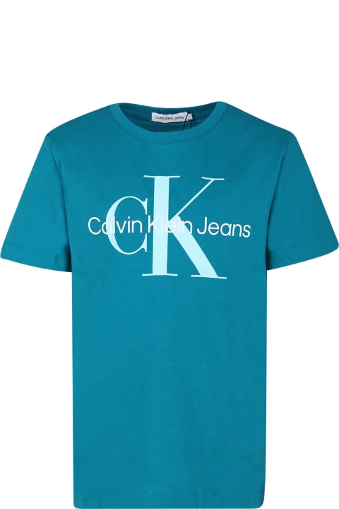 Calvin Klein T-Shirts & Polo Shirts for Boys Calvin Klein Green T-shirt For Boy With Logo