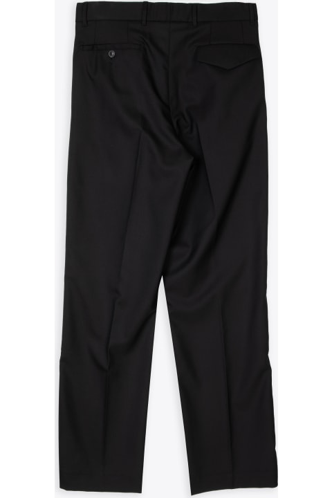 84% Wool 16% Mohair Black wool tailored pant with slits - Slit straight trouser