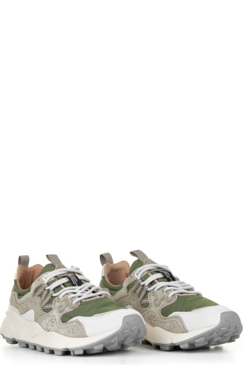 Flower Mountain Sneakers for Men Flower Mountain Yamano Green Sneakers In Suede And Nylon
