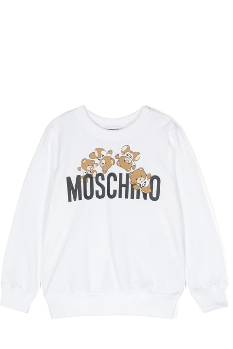 Topwear for Boys Moschino White Sweatshirt With Moschino Teddy Friends Print