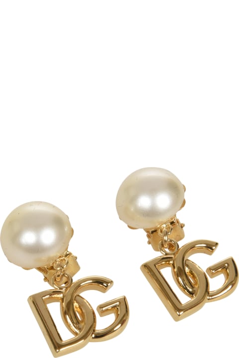 Pearl Embellished Logo Earrings