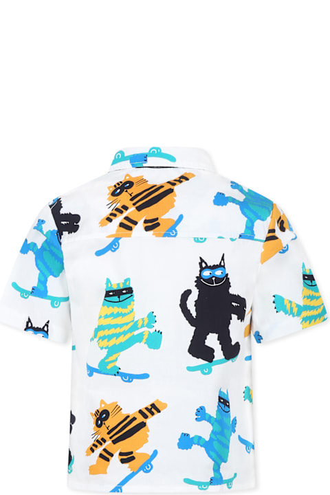 Homeware Stella McCartney Kids White Shirt For Boy With Cats