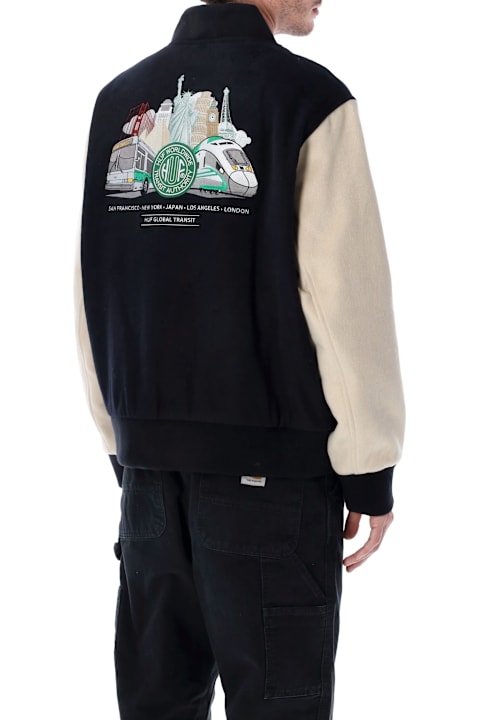 HUF for Women HUF Huf Global Transit Black Wool Varsity Jacket