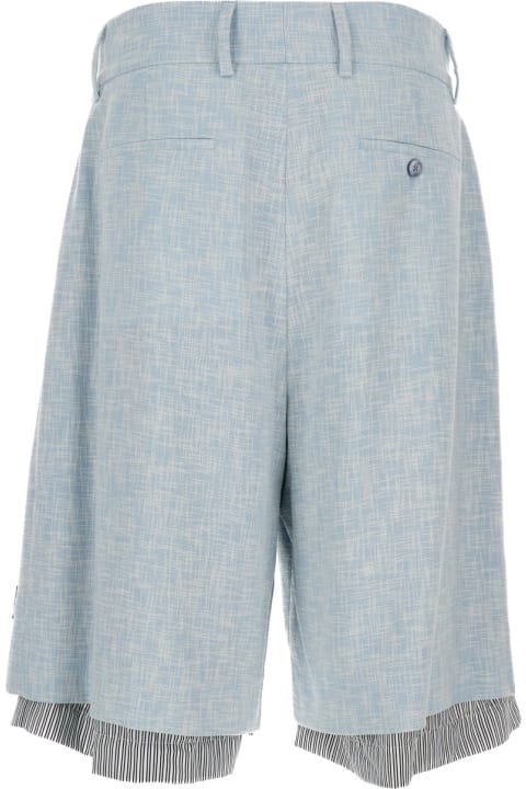 Pants for Men AMIRI Light Blue Layered Bermuda Shorts With Logo Patch In Wool And Cotton Man