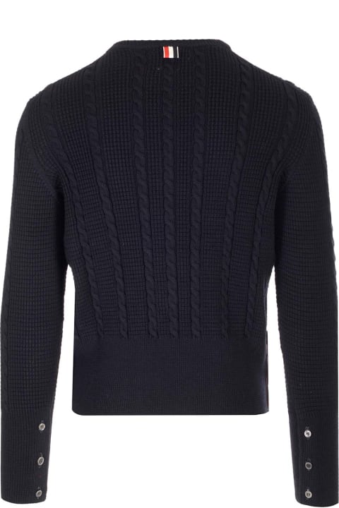 Thom Browne for Men Thom Browne Blue Wool Sweater With Cables