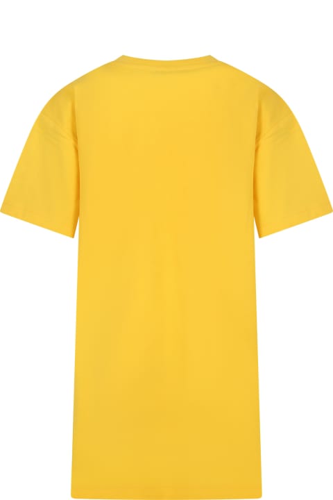 Homeware Kenzo Kids Yellow Dress For Girl With Flower And White Logo