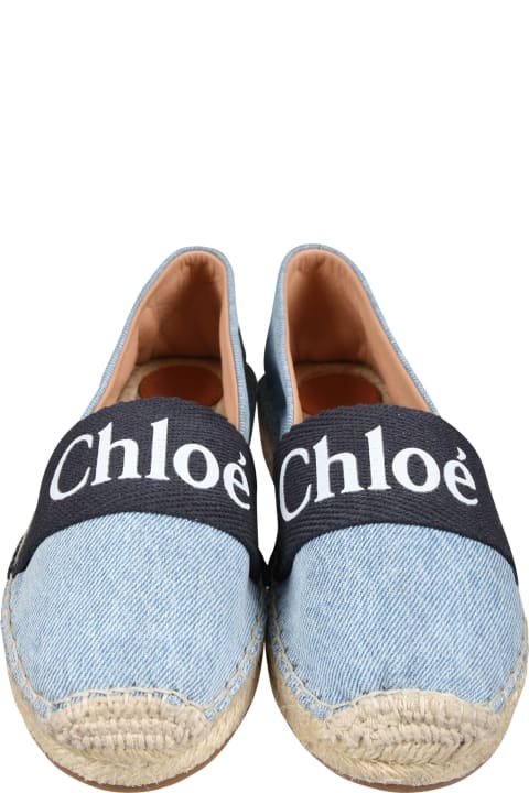 Chloé Shoes for Girls Chloé Denim Espadrilles With Logo For Girl