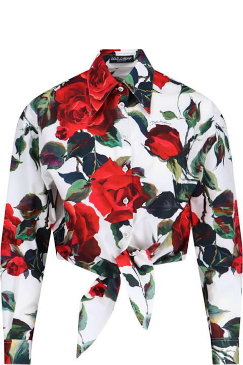 آخر صيحات الموضة من السيدات Dolce & Gabbana Floral Crop Shirt