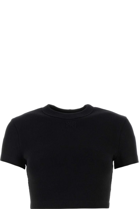 T by Alexander Wang Topwear for Women T by Alexander Wang Black Stretch Cotton T-shirt
