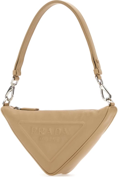 Prada Totes for Women Prada Sand Leather Prada Triangle Shoulder Bag