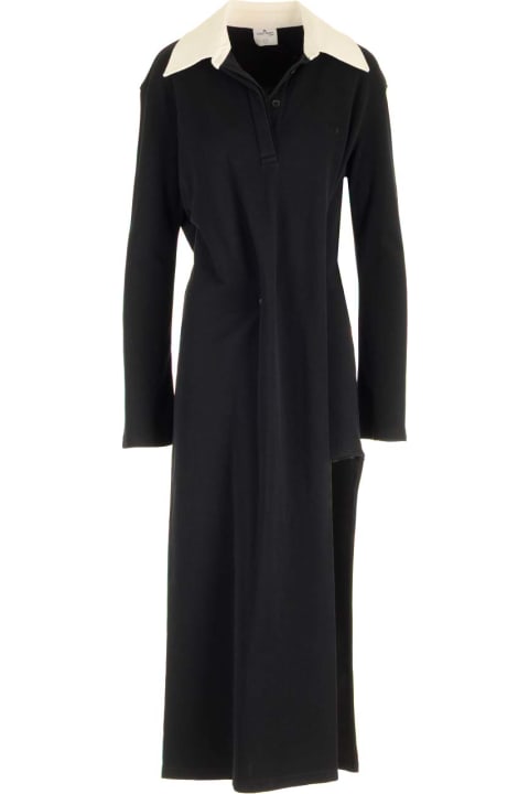 Courrèges for Women Courrèges Long Black Dress With Wide Pointed Collar